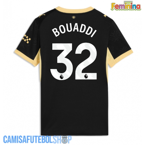 Camisa de time de futebol Manchester City Ayyoub Bouaddi #32 Replicas 2º Equipamento Feminina 2026-27 Manga Curta